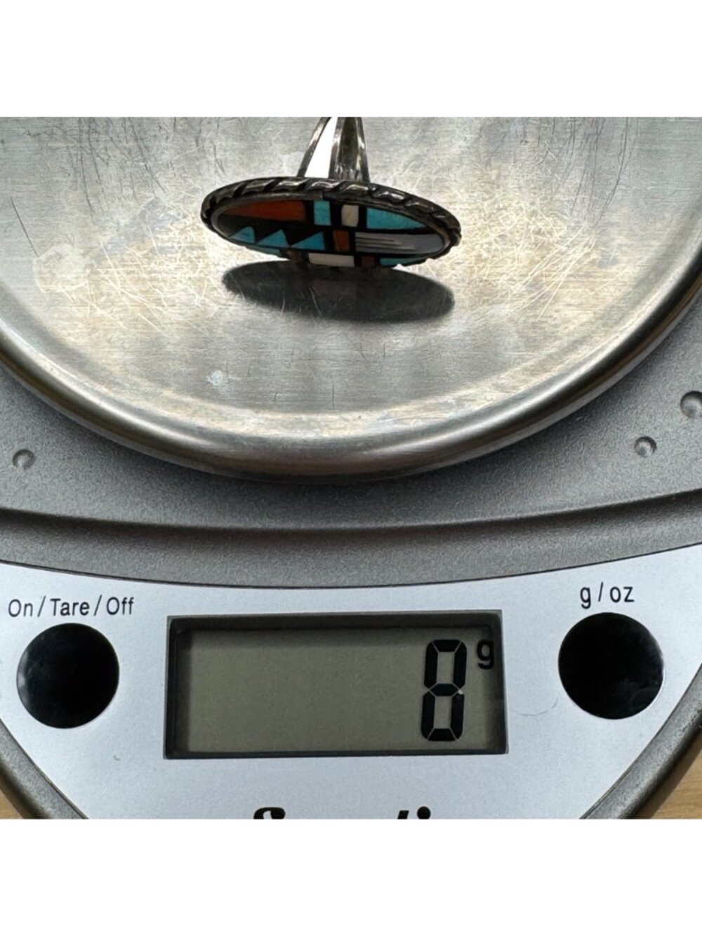 Zuni Sterling Silver Inlay Ring Signed J.R.B. Size 6.75 Bowannie Vintage 1970s - Picture 13 of 14